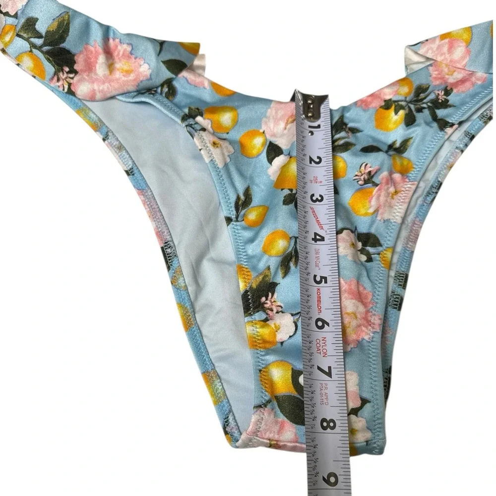 Victoria's Secret Swim Set One Shoulder Bikini Set M Amalfi Coast Blue Lemon 622